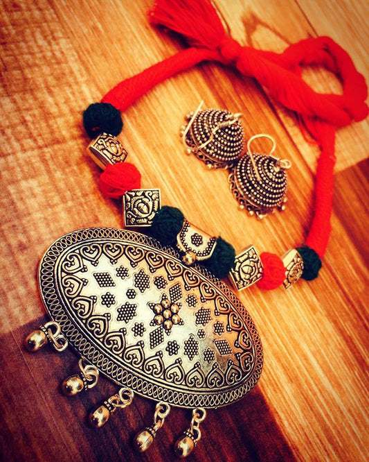 Red & Black German Silver Jewellery - Dailybuyys