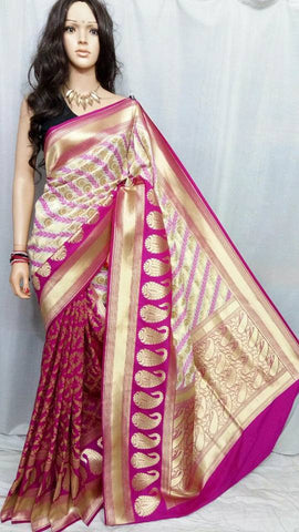 Magenta & Golden Banarasi Silk Sarees