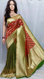 Green & Red ,Golden Banarasi Silk Sarees