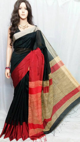 Black & Red ,Beige Mahapar Pure Cotton Silk Sarees