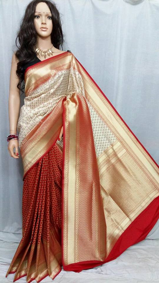 Red & Golden Banarasi Silk Sarees