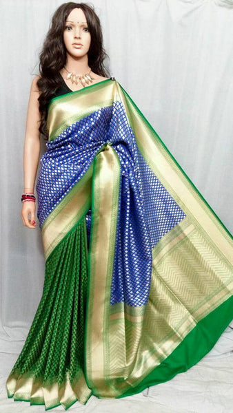 Blue & Green Banarasi Silk Sarees