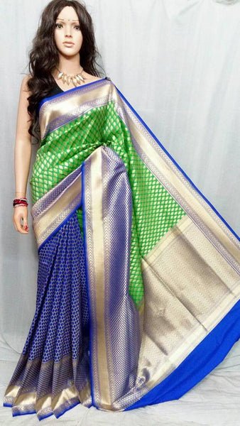 Green & Blue Banarasi Silk Sarees