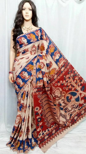 Beige Kalamkari Sarees