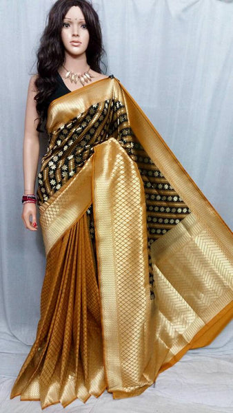 Yellow & Black, Golden Banarasi Silk Sarees