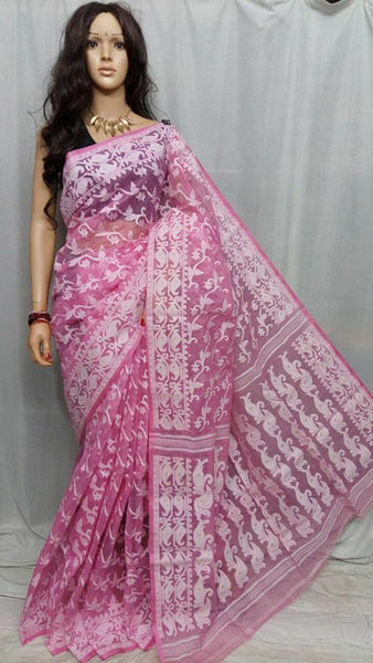 Pinnk Dhakai Jamdani Sarees