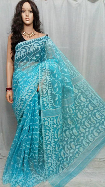 Blue Dhakai Jamdani Sarees