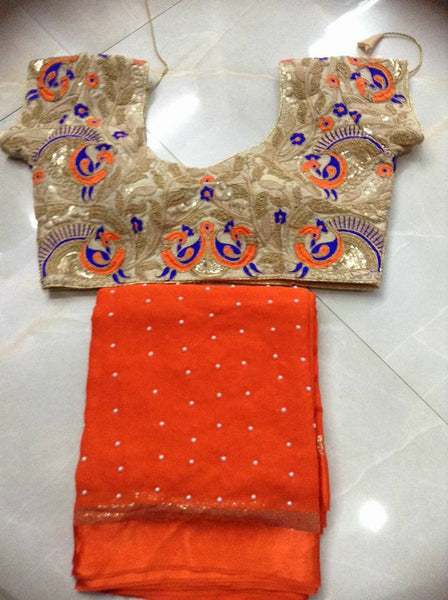 Beige & Orange ,Blue Designer Stitched Blouses