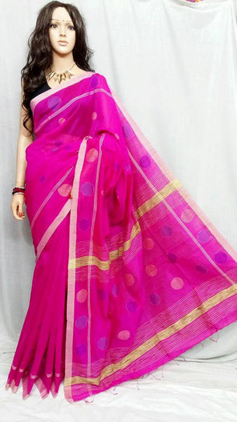 Rani Coloured Handloom Pure Cotton Silk Sarees