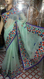 Blue Bangladeshi Pure Cotton Kathiawari Sarees
