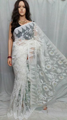 White Dhakai Jamdani Sarees