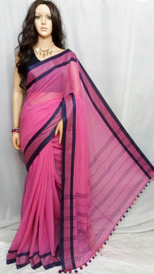 Pink Pure Cotton Silk Sarees - Dailybuyys