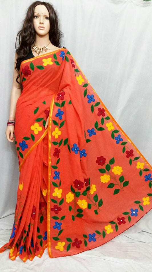 Red Pure Cotton Silk Sarees - Dailybuyys