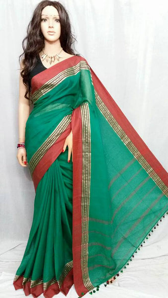 Green Pure Cotton Silk Sarees