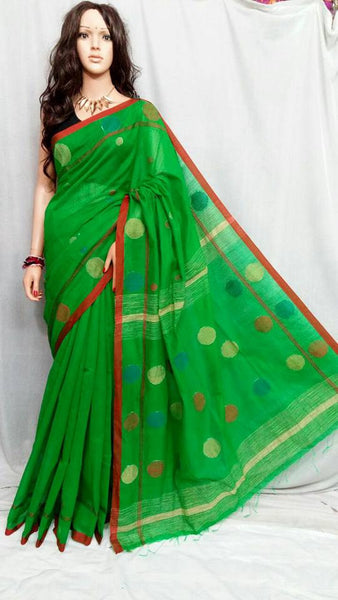Green Handloom Pure Cotton Silk Sarees