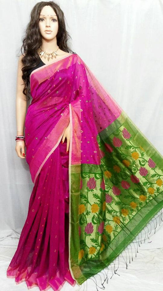 Rani Coloured  Pure Cotton Silk Sarees - Dailybuyys