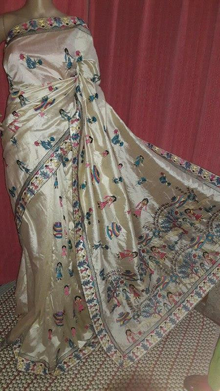White Tangail Kathiawari Sarees - Dailybuyys