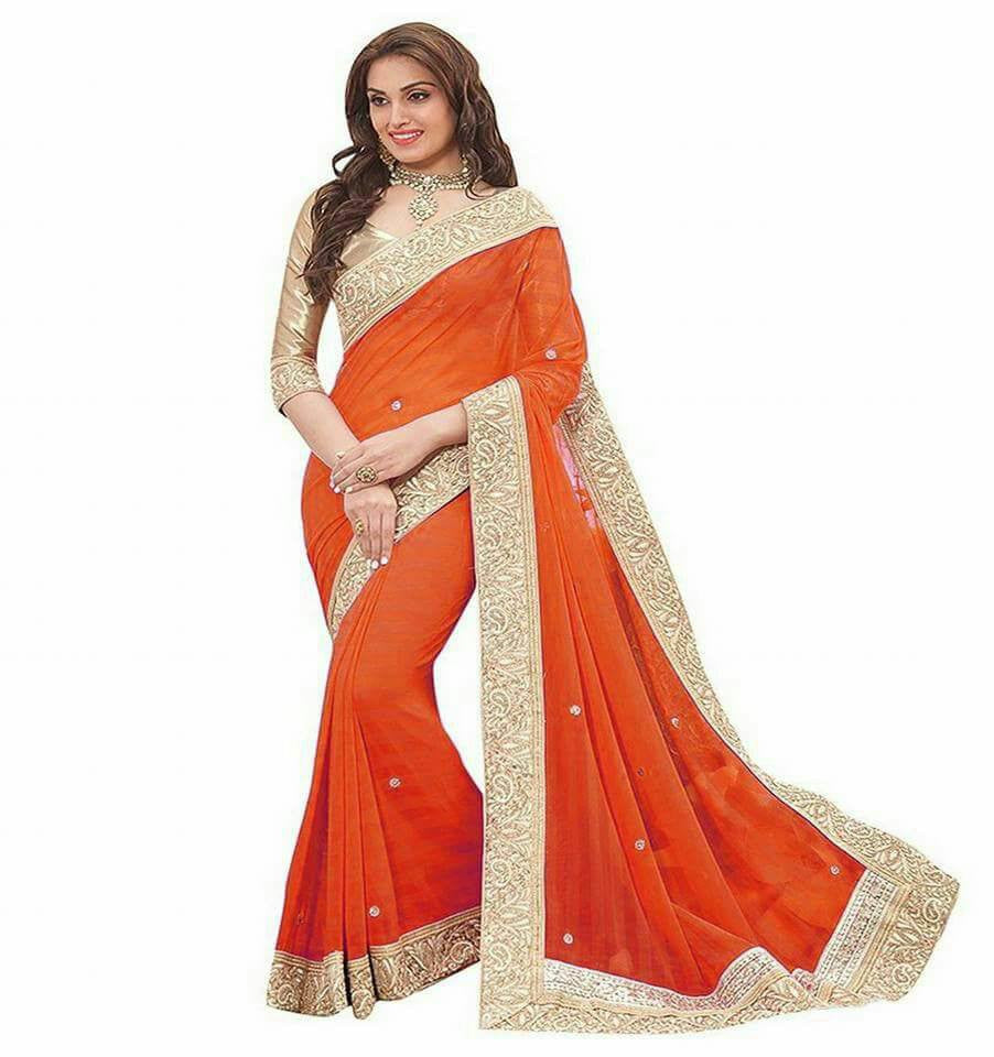 Orange Georgette Sarees