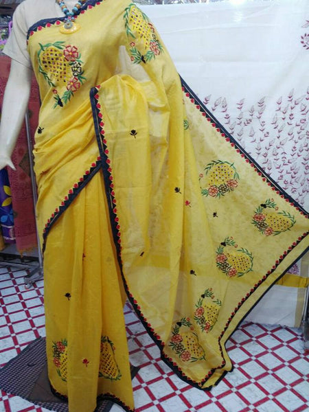 Yellow Handloom Chanderi Silk Sarees