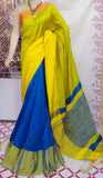 Yellow & Blue,Grey Mahapar Pure Cotton Silk Sarees