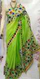 Parrot Green Handloom Chanderi Silk Sarees