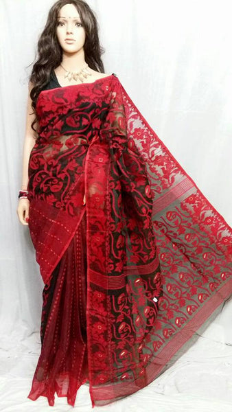 Red Dhakai Jamdani Sarees