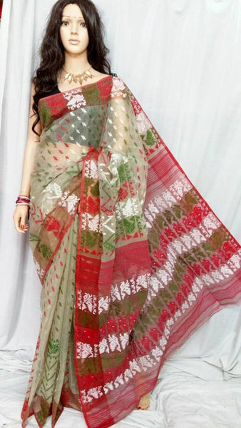 Beige Dhakai Jamdani Sarees