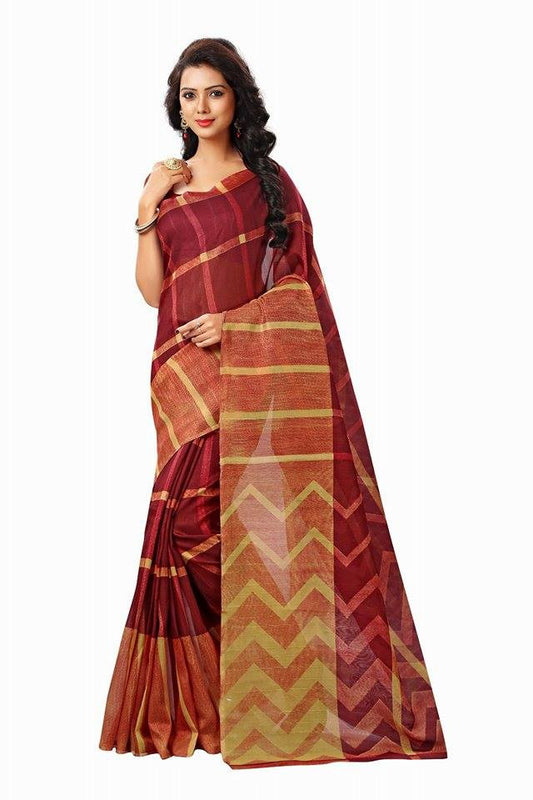Red & Golden Bhagalpuri Silk Sarees - Dailybuyys