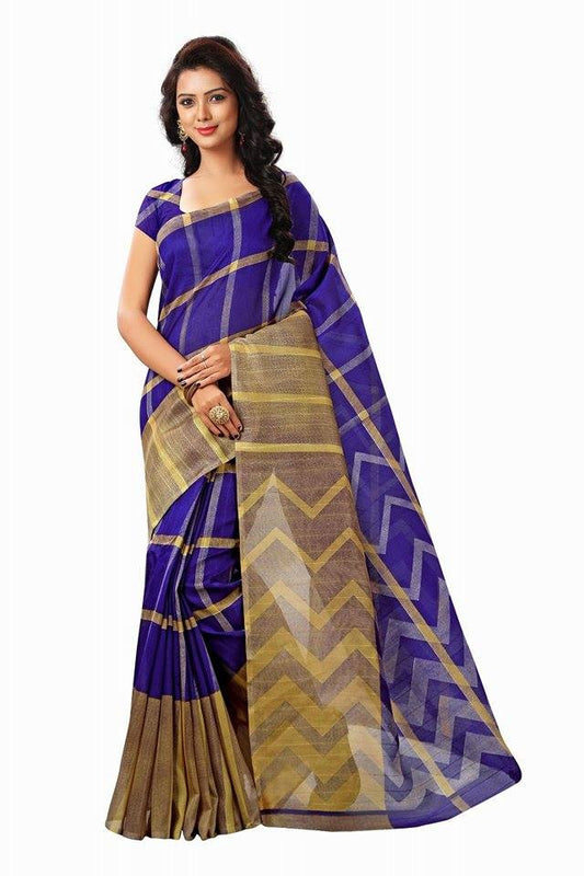 Blue & Golden Bhagalpuri Silk Sarees - Dailybuyys