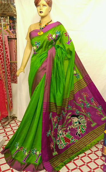 Green Handloom Chanderi Silk Sarees