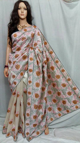 Beige Bengal Handloom Silk Sarees