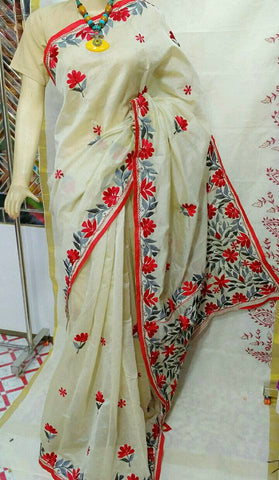 Beige Handloom Chanderi Silk Sarees