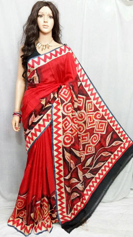 Red Pure Silk Mark Certified Murshidabad Silk Sarees