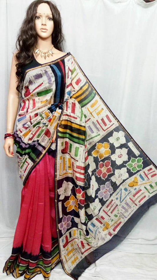 Pink Chanderi Silk Sarees - Dailybuyys