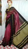 Pink & Black Handloom Pure Cotton Silk Sarees