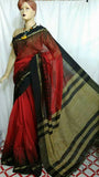 Red & Black Handloom Pure Cotton Silk Sarees