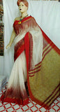 Red & White Handloom Pure Cotton Silk Sarees