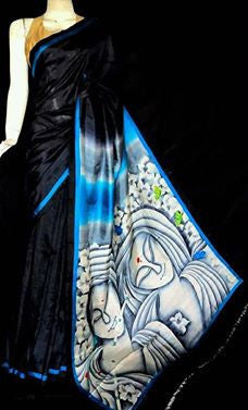 Black Pure Silk Mark Certified Murshidabad Silk Sarees - Dailybuyys