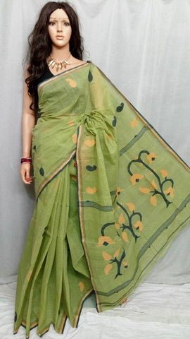 Green Pure Cotton Jamdani Sarees