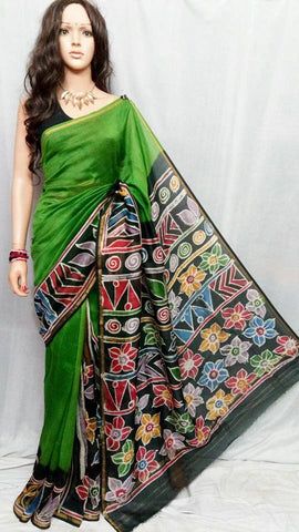 Green Chanderi Silk Sarees