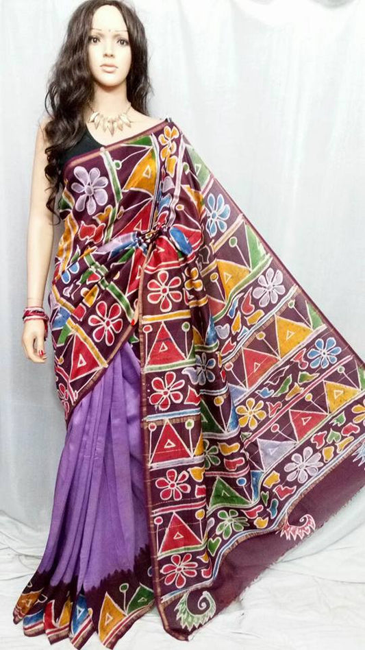 Violet Chanderi Silk Sarees - Dailybuyys