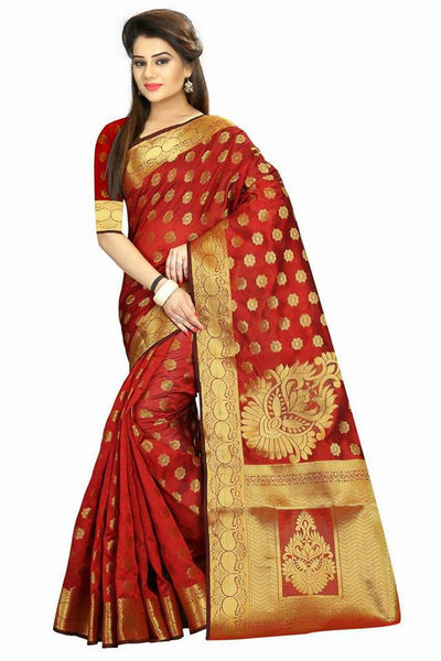 Red & golden  Banarasi Silk Sarees