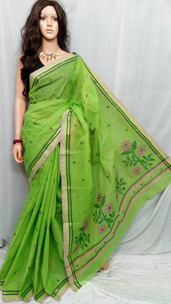 Green Pure Cotton Jamdani Sarees