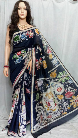 Black Chanderi Silk Sarees