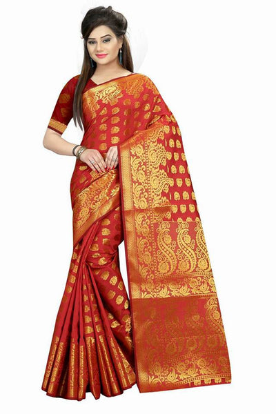 Red & golden 1 Banarasi Silk Sarees