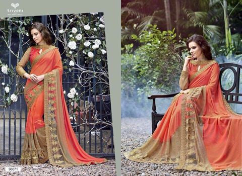 Peach  Georgette Sarees