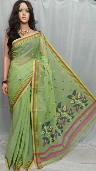 Green Pure Cotton Jamdani Sarees