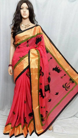 Pink Applique Sarees