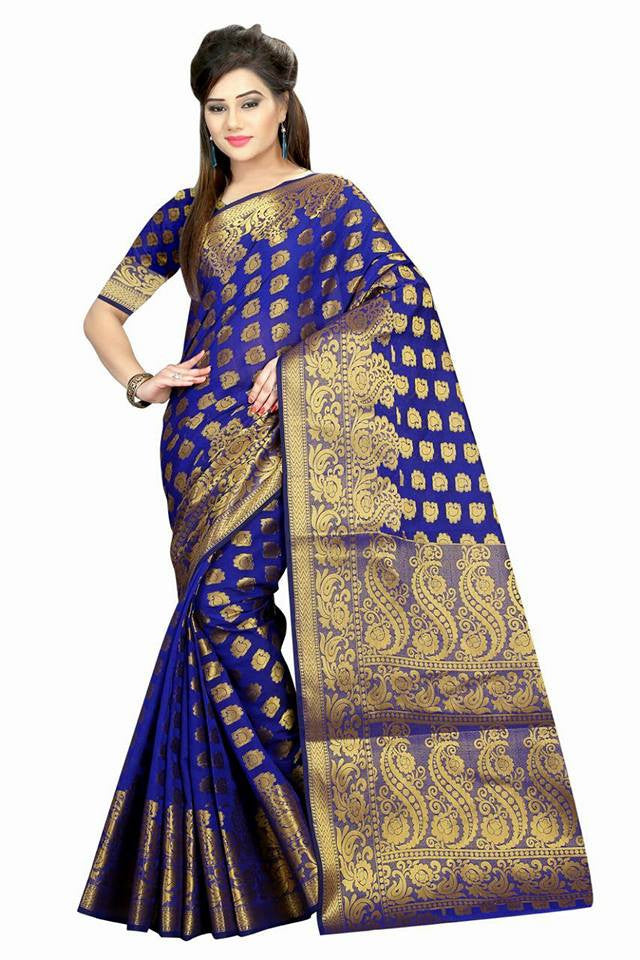 Blue & Golden Banarasi Silk Sarees