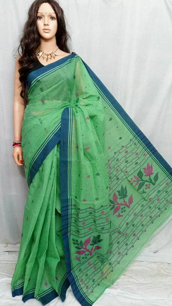 Green Pure Cotton Jamdani Sarees